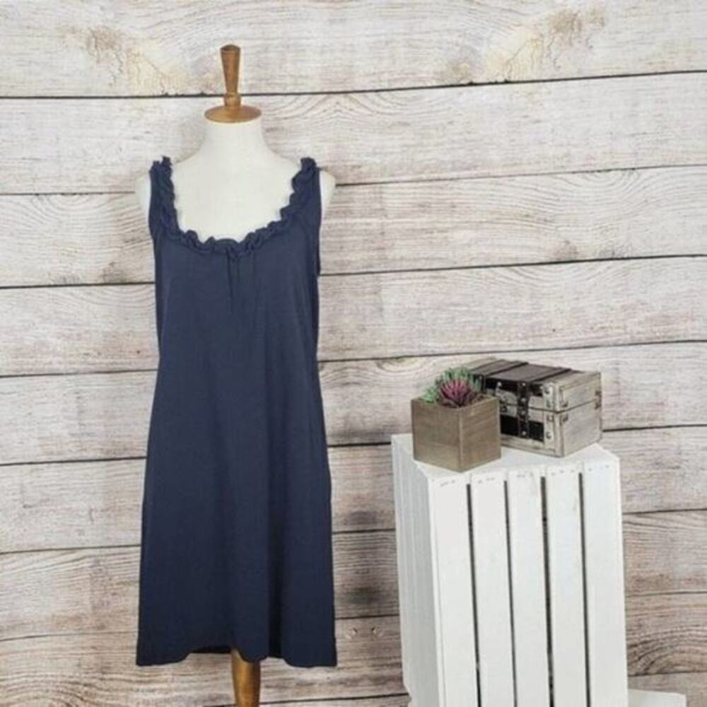 J. Crew Navy Blue Sleeveless Scoop Neck Ruffle Flowy Tank Mini Dress XS